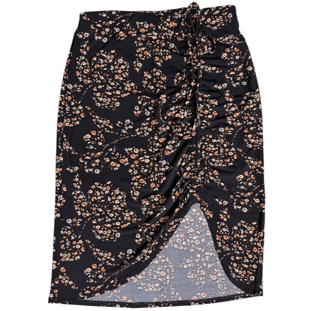 White House Black Market Black/Brown Floral Lightweight Pencil Midi Skirt Size S